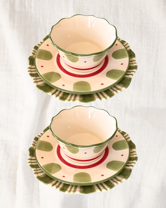 Mesa para 4 - Stripes Verde & Veggie Colour Verde