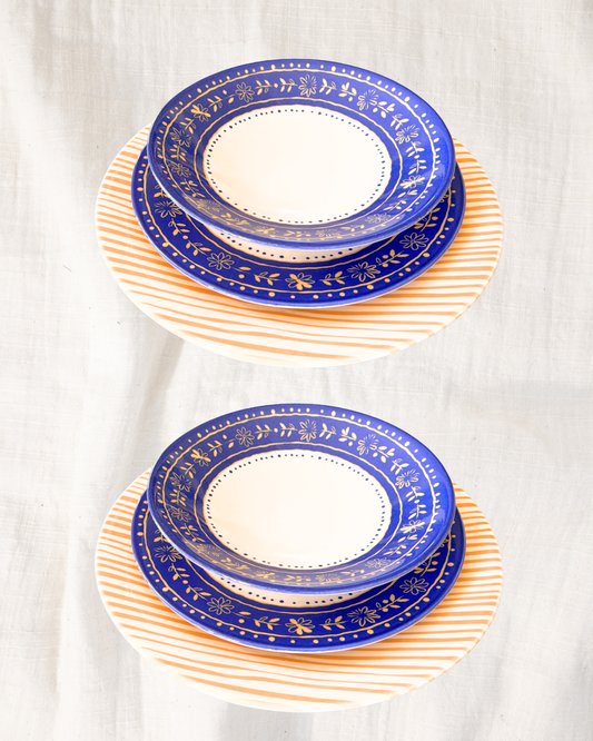 Mesa para 4 - Stripes Amarelo & Fior Di Campo Azul