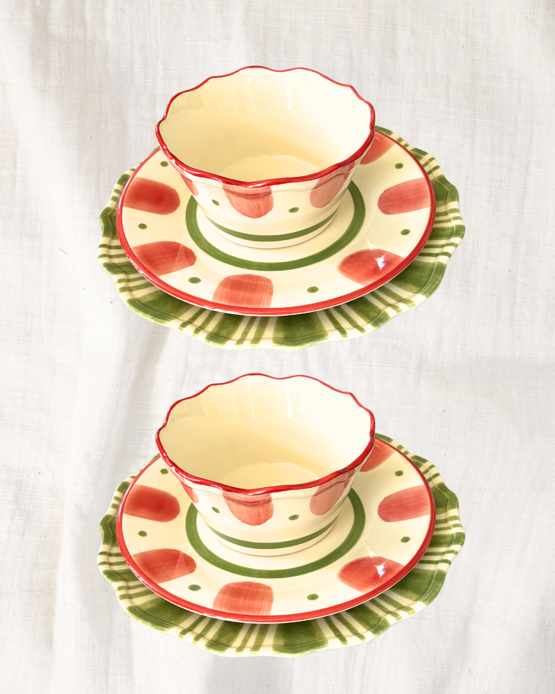 Mesa para 2 - Stripes Verde & Veggie Colour Encarnado
