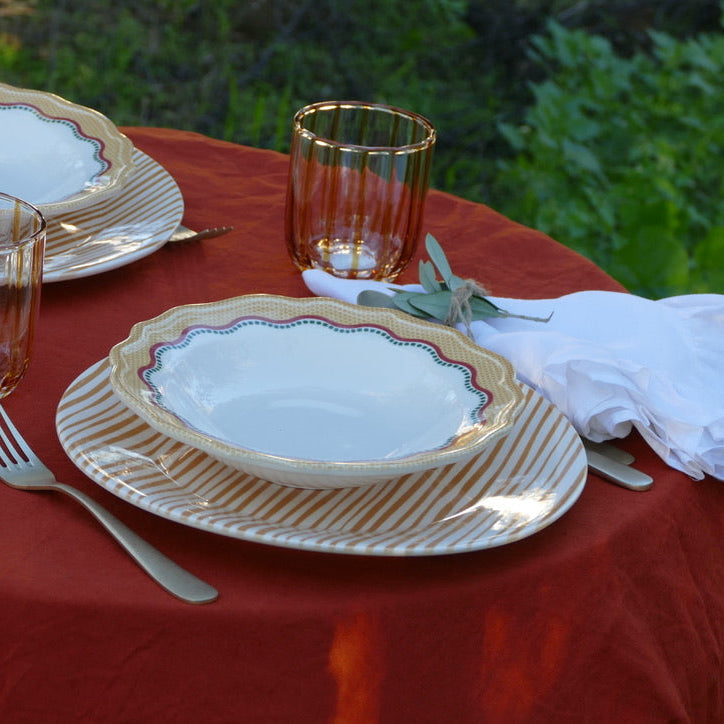 Conjunto 4 Pratos Fundos Amarelo Rosy Picnic