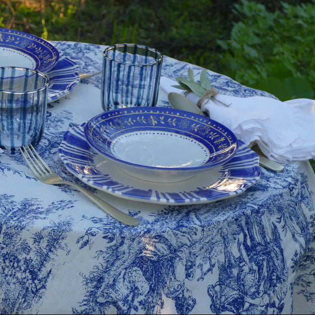 Prato Jantar Stripes Azul