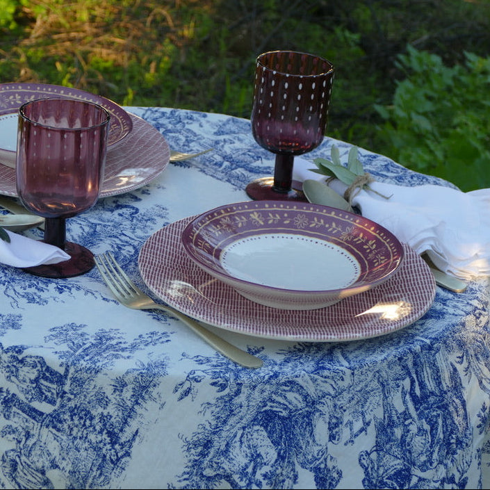 Conjunto 4 Pratos Rasos Stripes Bordeaux